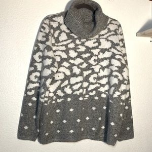 Lety & Me - Seona cowl neck sweater super soft animal print gray‎ white NWOT